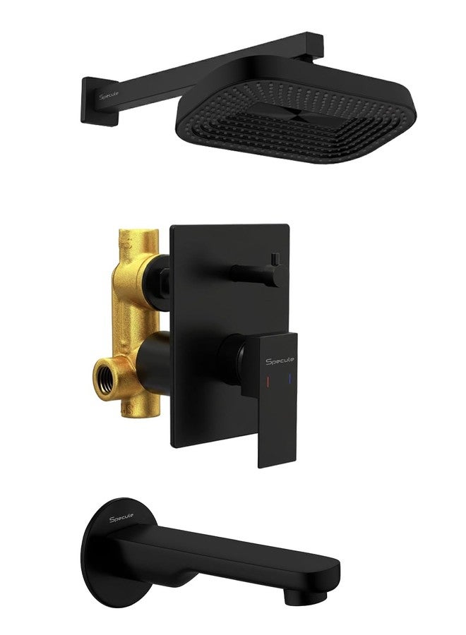 Specule Brass High Flow Diverter Set For Bathroom | Rain Overhead Showers and Diverter Tap | Diverter Full Set For Bathroom | Bathroom Diverter | Complete Shower System | Matte Black - Image 1